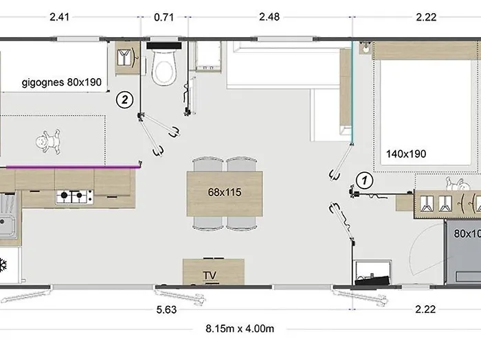 Mobil Home 2 Chambres Climatise- Domaine Du Vieux Moulin- Camping 3 Etoiles Campingplatz *